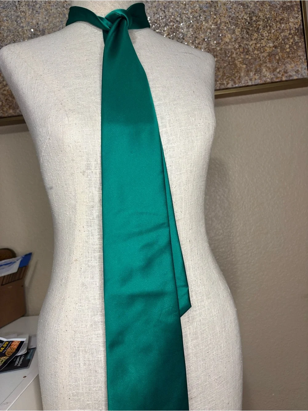 Vesuvio Napoli Emerald Green Satin Tie Handmade Italian Formal Wedding Necktie